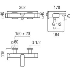 Смеситель для ванны Nobili Loop LP90110/1CR