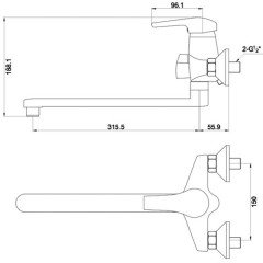 Смеситель универсальный Timo Classic 0045YCR