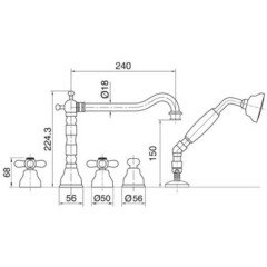 Смеситель для ванны Migliore Princeton Plus BN.PRP-8080