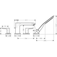 Смеситель для ванны Hansgrohe Metris 31442000