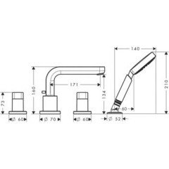 Смеситель для ванны Hansgrohe Metris S 31446000