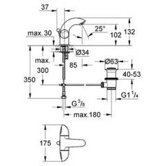 Смеситель для умывальника Grohe Aria 21091000