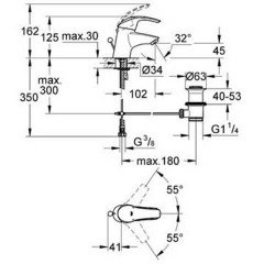 Смеситель для умывальника Grohe Eurosmart 32925001