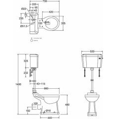 Унитаз Burlington Regal со средним бачком P12+C1+T33CHR