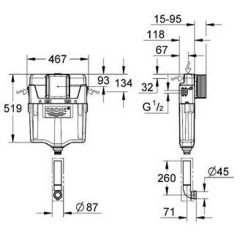Смывной бачок Grohe Rapid SL 38661000