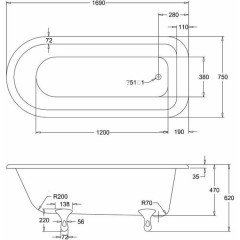 Ванна акриловая Burlington Blenheim E2+E10