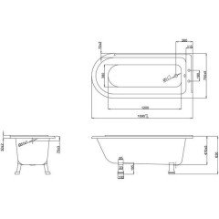 Ванна акриловая Burlington Hampton Right E14+E9
