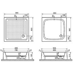 Акриловый поддон Dolphin Компакт 80x80x10