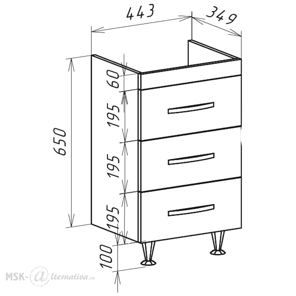 Тумба с раковиной Bellezza Рокко 50 напольная чёрный (Santek) - купить ...