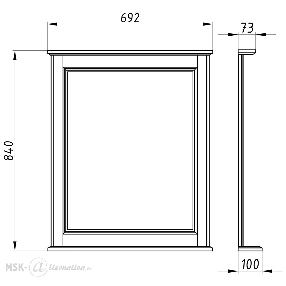 Зеркало ASB Wood line Венеция 70 цв. Белый/патина серебро