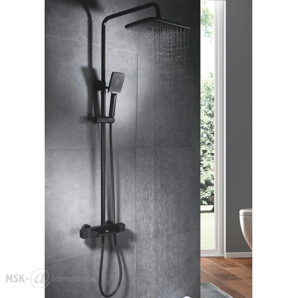 Душевые системы rose. Душевая система Rose r2736. Душевая стойка с термостатом Rose r3736h. Душевая система r3736h черный термостат Rose.