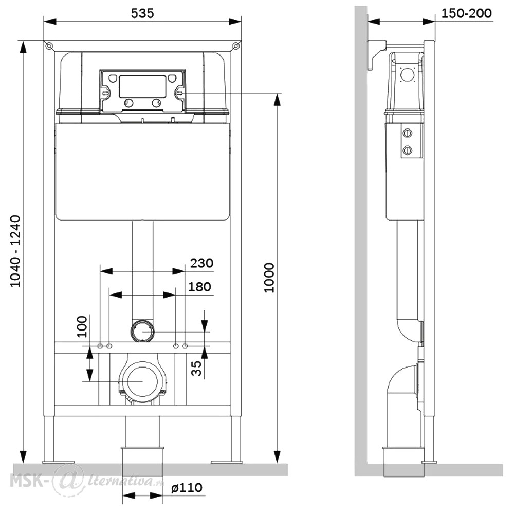 Инсталляция для подвесного унитаза Am.Pm ProC I012707.0131 с кнопкой ...