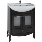 Тумба с раковиной ASB-Woodline Флоренция витраж 65 чёрный массив ясеня