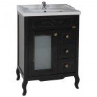 Тумба с раковиной ASB-Woodline Флоренция квадро 60 чёрный массив ясеня