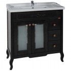 Тумба с раковиной ASB-Woodline Флоренция квадро 80 чёрный массив ясеня