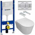 Инсталляция Geberit 458.149.21.1 + кнопка смыва Delta01 115.107.21.1 + унитаз Bloomix Ultra MD1204T/UF3 безободковый торнадо с сиденьем