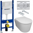 Инсталляция Geberit 458.149.21.1 + кнопка смыва Delta01 115.107.21.1 + унитаз Bloomix Ultra MD1204R/UF3 безободковый с сиденьем