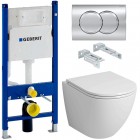 Инсталляция Geberit 458.149.21.1 + кнопка смыва Delta01 115.107.21.1 + унитаз Grossman GR-4455SQ безободковый торнадо с сиденьем