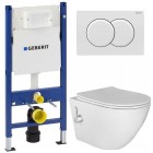 Инсталляция Geberit 111.154.11.1 + кнопка смыва Delta01 115.107.11.1 + унитаз Esbano Teruel-WBN безободковый с биде и смесителем