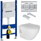 Инсталляция Geberit 458.149.21.1 + кнопка смыва Delta01 115.107.21.1 + унитаз Esbano Teruel-WBN безободковый с биде и смесителем