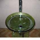 Стеклянная раковина Ledeme (Frap) F-130 золотисто-желтая