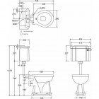 Унитаз Burlington с низким бачком P2+C3+T31CHR