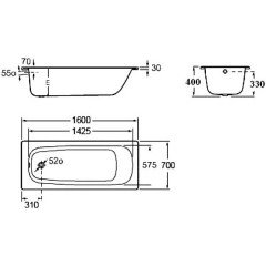 Ванна стальная Roca Contesa 160x70