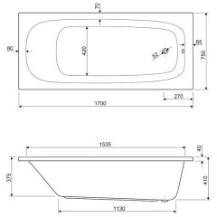 Ванна акриловая Cezares Eco ECO-150-70-41