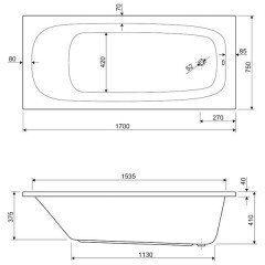 Ванна акриловая Cezares Eco ECO-170-70-41