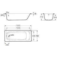 Ванна стальная Roca Contesa 120x70