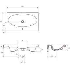 Комплект мебели СаНта Мадрид 80 золотая патина
