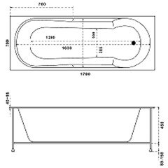 Ванна акриловая гидромассажная Альбатрос Оскар 170