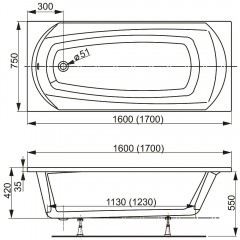 Ванна акриловая Vagnerplast Ebony 160 VPBA160EBO2X-04