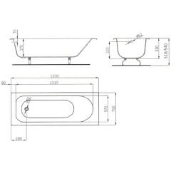 Ванна чугунная Maroni Orlando 120x70