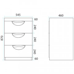 Тумба с раковиной Misty Куба 120 3 ящика L