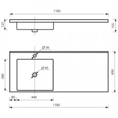 Тумба с раковиной Misty Куба 120 3 ящика L