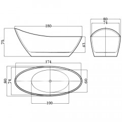 Ванна акриловая Esbano London black