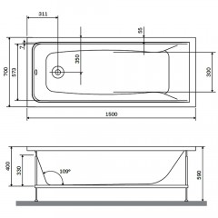 Ванна акриловая Am.Pm Gem W90A-150-070W-A
