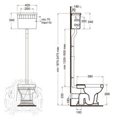 Унитаз Migliore Gianeta DO декор с высоким бачком